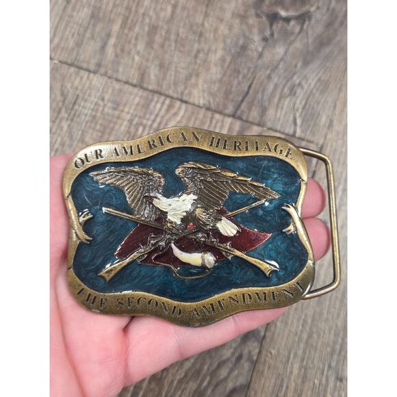 1977 Indiana Metal Craft The Second Amendment Belt Buckle Brass - Picture 1 of 6